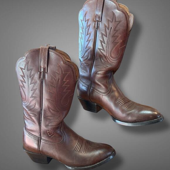 Ariat Shoes - Women's Size 6.5 Ariat Brown Leather Embroidered Western Boots Flawed